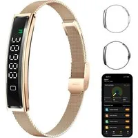 MOPUEA Fitness-Tracker Fitness Tracker Armband Herzfrequenz Schlafanalyse 12 Sportmodi (Fitnessarmband Set mit Wechselarmbändern, Smartband mit Metall Mesh und Silikonarmband inklusive), 12 Sportmodi Schlafanalyse Anrufanzeige App Verbindung