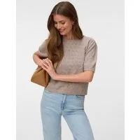 Vero Moda Kurzarmpullover VMDOFFY STITCH 2/4 O-NECK PULLOVER NOOS Materialmix, regular fit