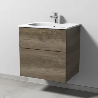 Sanipa 3way Waschtischunterbau zu Geberit Acanto Slim Waschtisch mit 2 Auszügen, Eiche-Nebraska SM41037