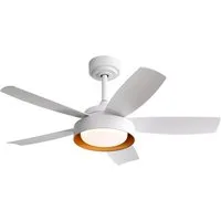 Rolipo Deckenventilator 42" Leiser DC Motor, mit Beleuchtung & Fernbedienung, 22W LED, Sommer-/Wintermodus, Timer, Weiß, für Schlafzimmer