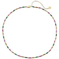 Hey Happiness Perlenkette Bonbon, Farbige Glasperlen, Sommer Edelstahl Halskette mit bunten Tube-Perlen, wasserfest