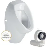 HGMBAD Urinal Urinal Zulauf von hinten Beschichtung und Siphon, Keramik, Wasserspülung, (Komplettset, Wandmontage)