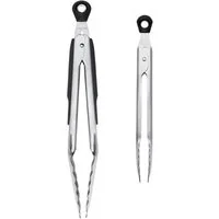 OXO Good Grips Kochzange OXO 2-teiliges Zangenset, die gezackten Edelstahlkanten sorgen für einen sicheren Griff