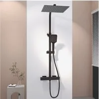 duschspa Duschsystem Duschset mit Thermostat 38℃ verstellbare Duschstange aus Edelstahl, 2 Strahlart(en), Regendusche mit quadratischem Duschkopf 20/30cm