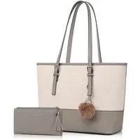 TAN.TOMI Shopper Handtasche Damen mit Geldbörse und Schlüsselanhänger, Groß Damen Handtasche, ​Geschenke für Frauen in schlichter Optik