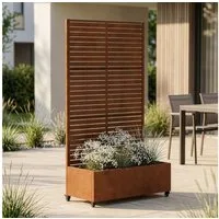 casa.pro Blumenkasten, »Nodepp« mit Sichtschutz 4 Rollen 190x82x38 cm Stahl Edelrost