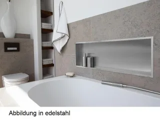 ESS BOX 10 Wandnische 90x30x10 cm Edelstahl gebürstet mit LED-Beleuchtung, inkl. Rohbauset, BOX-90x3 BOX-90x30x10-L