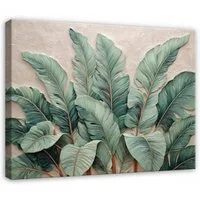 Wallarena Leinwandbild Blätter Abstrakt - Grün - Wohnzimmer, Blätter, 40x30x2cm
