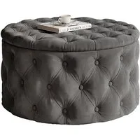 Lookway Hocker CHESTERFIELD runder gesteppter mit Staufach (1x Hocker), Durchmesser: ø70 cm