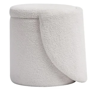 Nordlys Pouf, Weiß, Textil, 46x78x43 cm, Wohnzimmer, Hocker, Poufs