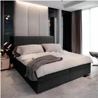 Masseno Boxbett PISA 180x200 cm mit Bonell Matratze und Topper, Doppelbett, Polsterbett mit Kopfteil, Boxspringbett