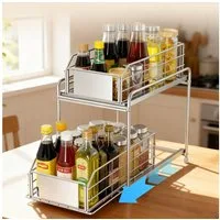 BlingBin Küchenorganizer-Set Küchenschrank Organizer Ausziehbarer Schrank Organizer Küche, (1er set, 1-tlg., 36*32*19cm), Schubladenartiger Zugriff für einfache Bedienung, leicht zu reinigen