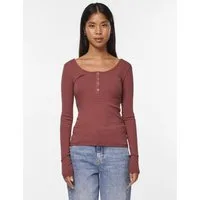 pieces Langarmshirt PCKITTE LS TOP NOOS BC Baumwollmischung, slim fit