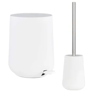 Bad-Accessoires Nova Set 2-teilig weiß | Zone Denmark Badezimmer-Set aus Soft-Touch Kosmetikeimer und Toilettenbürste für einen geordneten Boden.