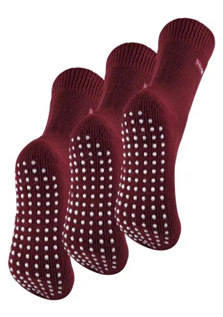 THMO - 3 Paar mit Fleece gefütterte, atmungsaktive Damen-Slipper-Socken - Deep Fuchsia