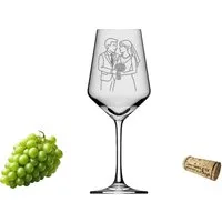 eXODA Weinglas Hochzeit mit Brautpaar-Motiv - spülmaschinenfeste Gravur, 1-tlg., Glas, Atemberaubende Darstellung