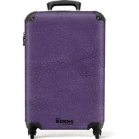 NoBoringSuitcases.com© Hartschalen-Trolley Lederoptik violett lila 55x35x20cm, 4 Rollen, Kinder Koffer Klein, Trolley Handgepäck, Reisekoffer