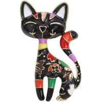 Dark-Desires Brosche Brosche kleine Katze bunt mit Schleife, Damen Brosche vintage Accesssoire retro Anstecknadel