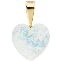 Schmuck Krone Kettenanhänger Anhänger Herz aus Opal & 333 Gelbgold, Gold 333