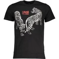 Cavalli Class T-Shirt Elegantes schwarzes Rundhals T-Shirt für Herren