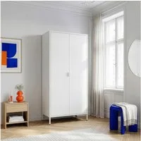 en.casa Kleiderschrank »Esteli« 170 x 80 x 45 cm mit 2 Türen Stahl Weiß