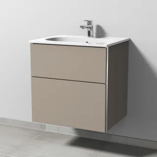 Sanipa 3way Waschtischunterbau zu Geberit Acanto Slim Waschtisch mit 2 Auszügen, Sandgrau-Matt BS41067
