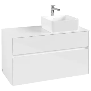 Villeroy und Boch Collaro Waschtischunterschrank C04000DH 100 x 54,8 x 50 cm, Waschtisch rechts, Glossy White