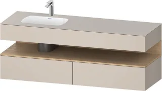 Duravit Qatego Einbauwaschtisch mit Konsolenwaschtischunterbau Taupe Matt 1600x500x600 mm - QA479503 QA4795030910000