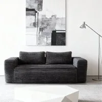 MODFU Sofa 2-Sitzer Loungesofa ohne Gestell, Plüschiges Cord Deep-Seat Sofa, kein Aufbau erforderlich, ideal für kleine Räume, Schlafzimmer, Wohnzimmer und Büro, Bodensofa