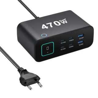 [GaN Tech] Bakeey YMX-615-LCD 470W 6-Port USB Charger with TFT Digital Display 2USB-A+4USB-C PD QC Fast Charging Desktop