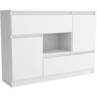 Beautysofa Kommode Melinda (inkl. offenes Regal, Weiß Holzkommode für Wohnzimmer, 120 cm breite Mehrzweckschrank), stilvoll Kombikommode mit offenes Regal