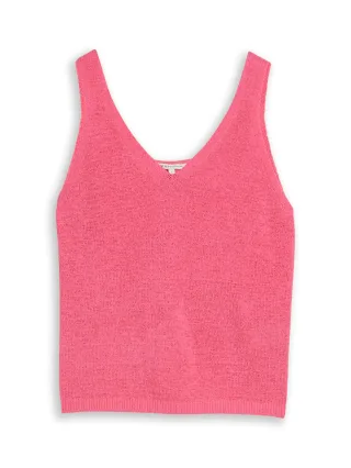 Denim Tom Tailor - Relaxed Fit Stricktop mit V-Ausschnitt soft bright pink - Gr. - S