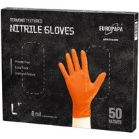 EUROPAPA Einweghandschuhe Nitril-Handschuhe Medical Einmalhandschuhe Untersuchungshandschuhe (extra Dicke Nitrilhandschuhe Diamant Grip, 50-St., unsteril latexfrei disposible gloves) Resistente al taglio, antistrappo, senza lattice, senza talco