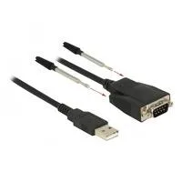 USB 2.0 Adapter, USB-A Stecker > Seriell RS-232 Stecker schwarz, 35cm, ESD Überspannungsschutz