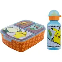 Stor Lunchbox Pokemon Pikachu Kinder 2 tlg. Set 3 Kammern Brotdose Trinkflasche, Kunststoff, (2-tlg)