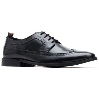 Base London Havisham Leder Herren Schwarz Brogues Schuhe