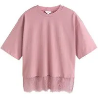 Next T-Shirt Kurzarm-T-Shirt mit Spitzensaum (1-tlg)