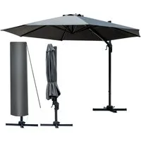 BRAST Sonnenschirm Alu Ampelschirm Ø300cm inkl. Schützhülle, wahlweise mit LEDs,drehbar schwenkbar & höhenverstellbar