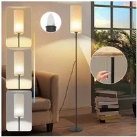 Nettlife LED Stehlampe Dimmbar Vintage Beige Lampenschirm 151CM Stehleuchte, mit Seilzugschalter, LED fest integriert, Farbwechsler, für Wohnzimmer Schlafzimmer Büro Arbeitszimmer