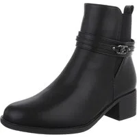 Ital-Design Eleganter Ankle Boot mit Riemen für Damen Stiefelette (90598516) Blockabsatz Stiefeletten in Schwarz