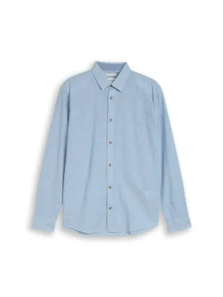 Tom Tailor - Regular Fit Hemd mit Leinenanteil bleeched blue chambray - Gr. - L