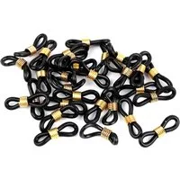 maDDma Brillenband 30 Gummischlaufen Ösen für Brillenband Brillenkette, schwarz gold