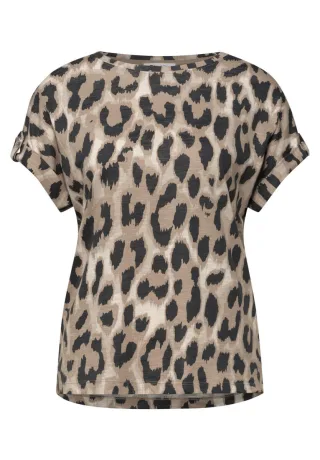 Street One - T-Shirt mit Allover-Print beige - Gr. - 38