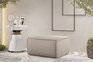 Polsterhocker Designerhocker CELES PREMIUM 65x65 cm Stoff Opera Velvet Sand