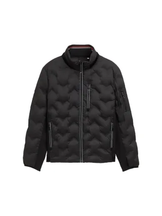 Tom Tailor - Hybrid Lightweight Steppjacke mit verstaubarer Kapuze black - Gr. - XXXL