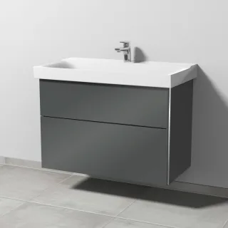 Sanipa 3way Waschtischunterbau zu Geberit Xeno2 Waschtisch mit 2 Auszügen, Anthrazit-Glanz BS66179