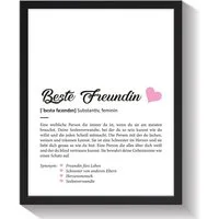 GRAVURZEILE Poster Definition Poster, Kunstdrucke auf DIN A4 Foto-Papier, Beste Freundin Geschenk, Liebevolle Worterklärung im Duden-Format - Mit Rahmen