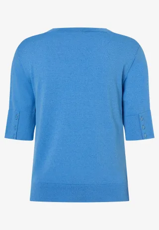 MORE & MORE - Feinstrick-Pullover blau - Gr. - 38