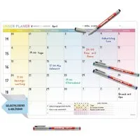 TOBJA Wandtafel A3 selbsthaftender Monatsplaner abwischbar inkl. Stifte, Wochenplaner Whiteboard Planer