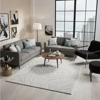 Vimoda Teppich Wellenmuster, modernerer Design, dicht & weich, Rechteckig, Höhe: 11 mm, Uni, Läufer Grau, 3D Effekt, Wohnzimmer, Schlafzimmer